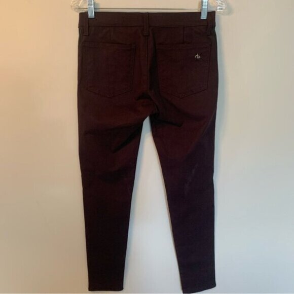 Rag & Bone Wine Black Pop Legging Lamb Leather Panel Skinny Jeans 28 - Picture 4 of 12